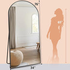 Prywot Arched Floor Mirror, 76 "x 34" Full Length Mirror Wall Mirrors Hanging - Image 7