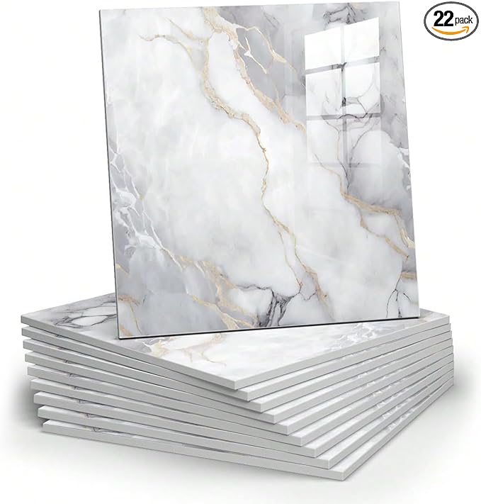 Chejiaye 22pcs Marble Peel and Stick Backsplash Surface Waterproof Wall Panels by Chejiaye