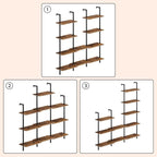 HOOBRO DIY Ladder Shelf, 5-Tier Wooden Wall Mounted Bookshelf, Narrow Bookcase - Image 7