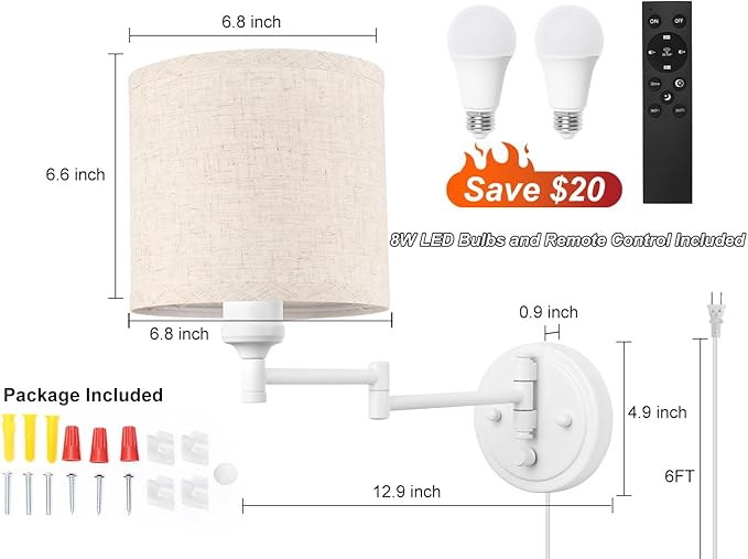 GOODATE Plug in Wall Sconces - Image 5