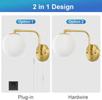 VATONI Dimmable Wall Sconces Plug in, Swing Arm Wall Lights - Image 7