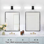 Wall Sconces Set of Two, Matte Black Bathroom Sconces Wall Lighting - Image 6