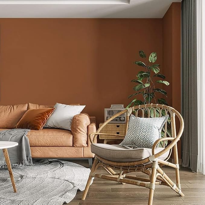 Safiyya Peel and Stick Wallpaper Dark Orange Contact Paper 118"x17.7" Solid - Image 7
