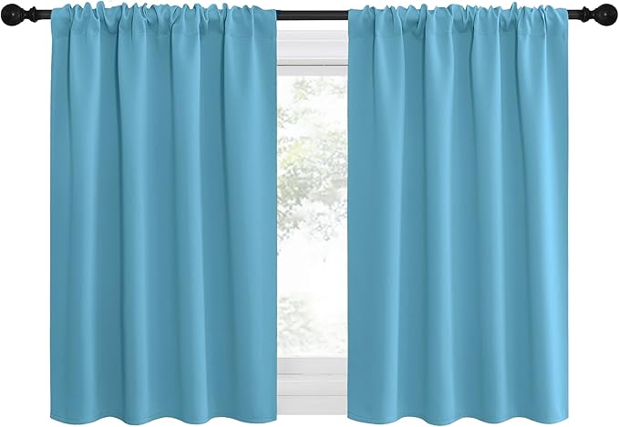NICETOWN RV Blackout Curtains for Camper Windows, Teal Blue, Kitchen Short by NICETOWN