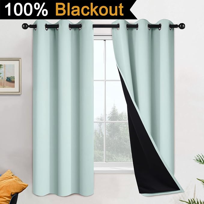 Yakamok 100% Blackout Lined Panels, Room Darkening Thermal Insulated Blackout - Image 2