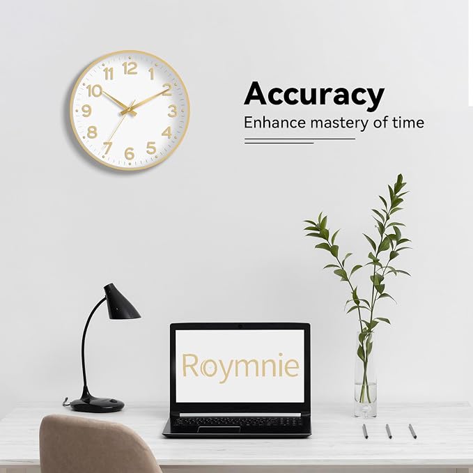 Roymnie Wall Clock, 10 Inch Silent Wall Clocks Battery Operated-Modern Non - Image 7