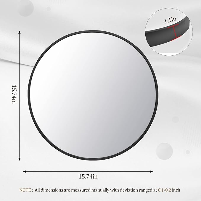 HARRITPURE Round Mirror 15.7" Black Wall Mounted Circle Mirror - Image 5