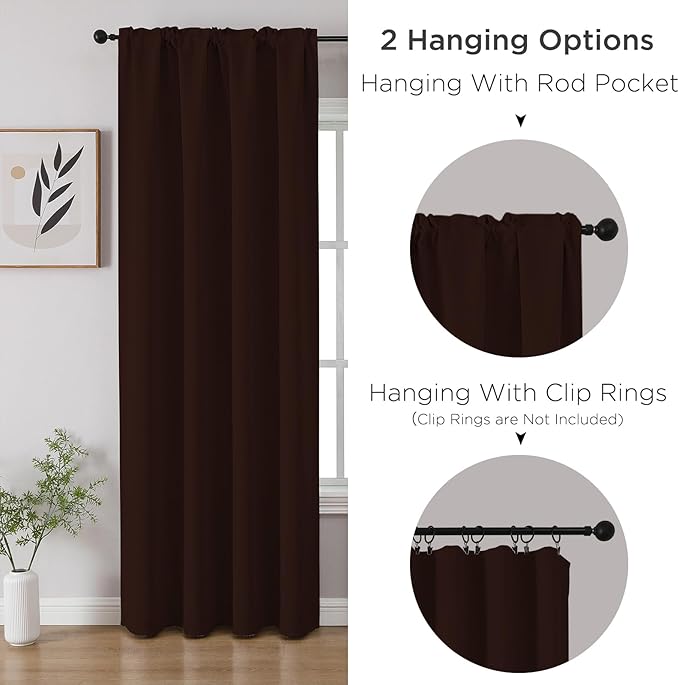CUCRAF Chocolate Blackout Curtains Customize, Rod Pocket Room Darkening Curtain - Image 3