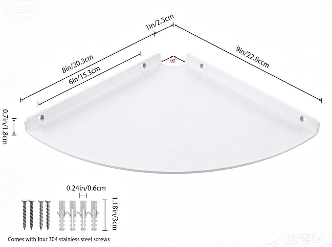 Corner Floating Shelf, 3.0mm Aluminum Alloy Corner Shelves wall Mounted - Image 3