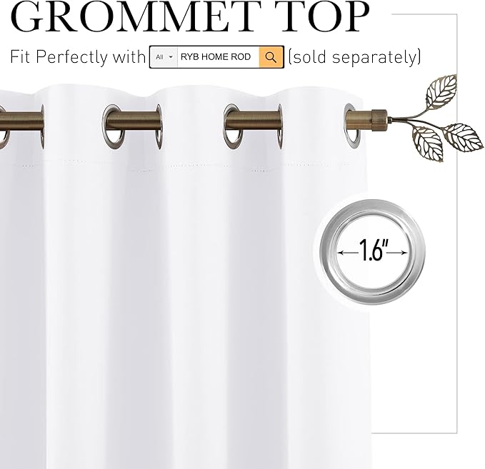 RYB HOME Blackout Curtains Soundproof Energy Saving Insulating Privacy Room - Image 2