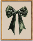 AtterrirArt Bow framed wall art, cute canvas picture print, vintage green wall by AtterrirArt