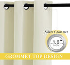 NICETOWN Room Darkening Beige Curtain 63 inches Long, Grommet Thermal Curtains - Image 2