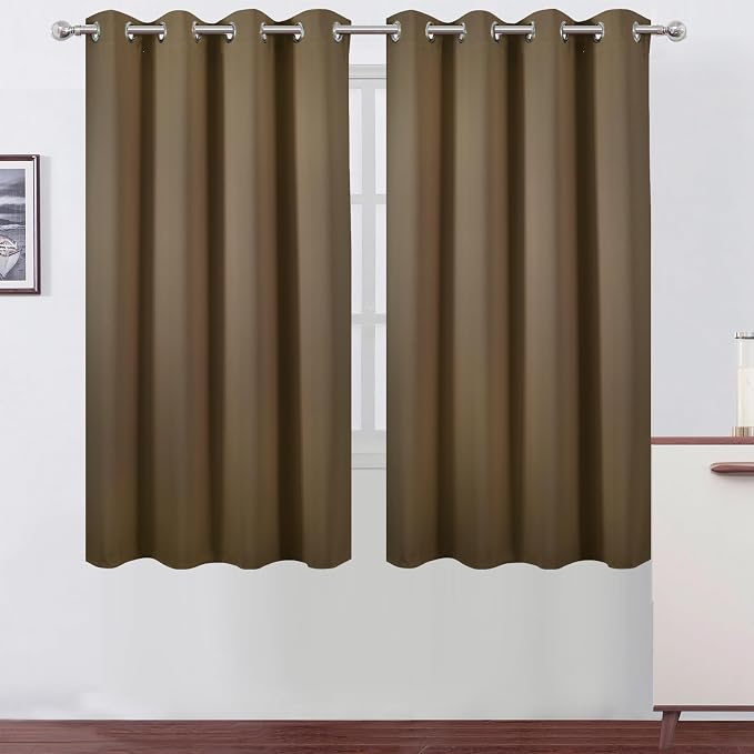 LEMOMO Brown Blackout Curtains 66 x 63 Inch Length/Set of 2 Curtain by Lemomo