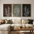Framed Boho Botanical Wall Art for Living Room, 3 Piece Rustic Floral Canvas by MXART