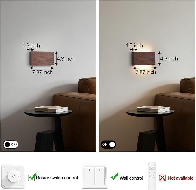 Wood Linear LED Wall Sconce, Dimmable Wall Light, Wood Long Wall Lamp Hallway - Image 6