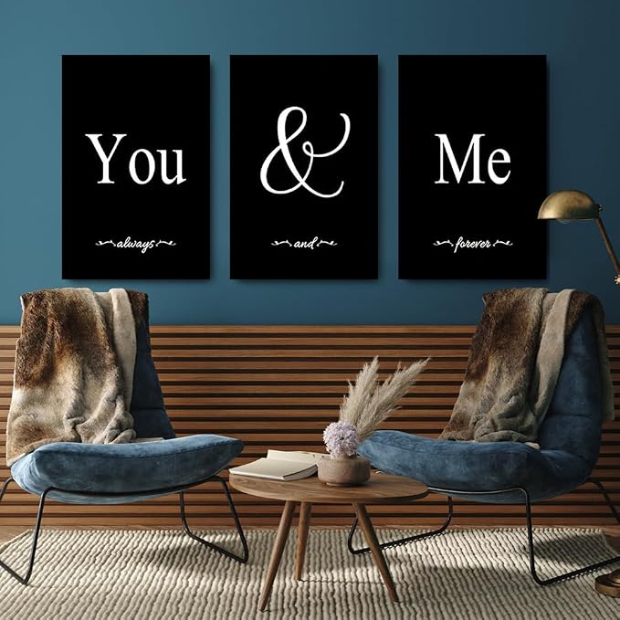 GUBIYU Set of 3 Framed Farmhouse You and Me Wall Art - Image 5