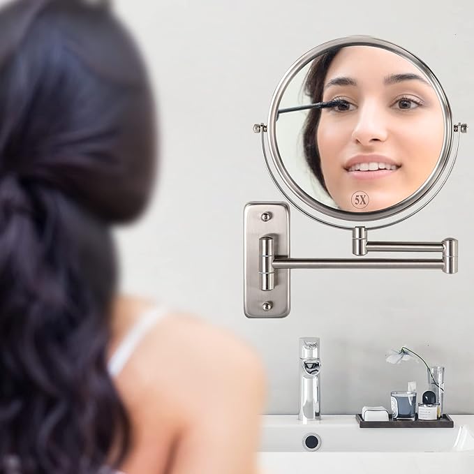 Wall Mounted Makeup Mirror, 1X/5X Magnifying Mirror Double Sided, 8 Inch - Image 7