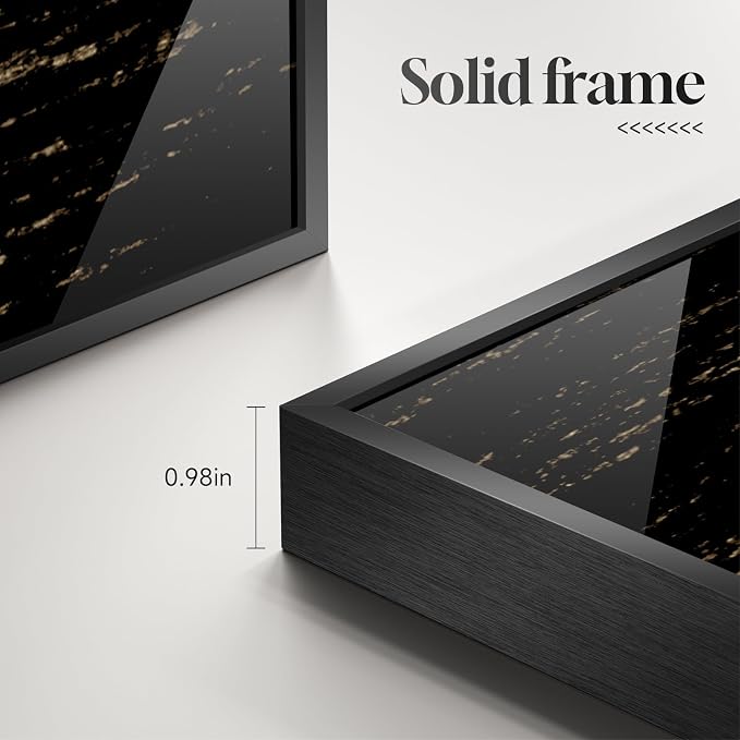 Framed Long Narrow Vertical Moon Wall Art Set of 2, Modern Black White Gold - Image 6