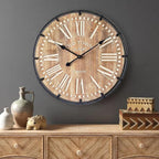 24 Inch Large Farmhouse Wall Clock, Rustic Wooden Wall Clock Decorative - Image 8