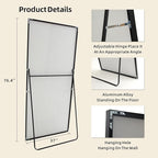 Beauty4U 76" x 37" Full Length Mirror - Image 3