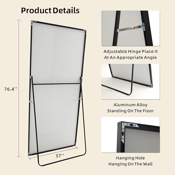 Beauty4U 76" x 37" Full Length Mirror - Image 3