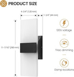 Modern LED Wall Sconces Set of Two, 12 Inch Indoor Dimmable Black Wall Lights - Image 6