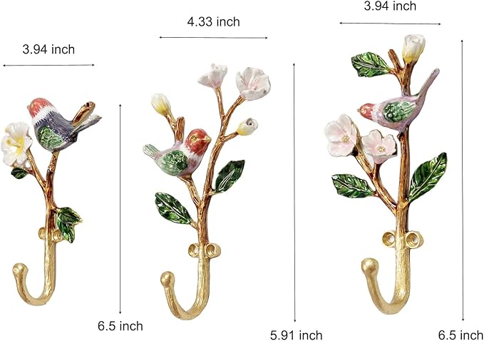 Vintage Wall Hooks Decorative Rack Hangers, 3 Pack Metal Wall Mounted Hook - Image 2