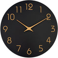 Mosewa 12 Inch Black Wall Clock Battery Operated Silent Non Ticking Modern by MOSEWAWALLCLOCK