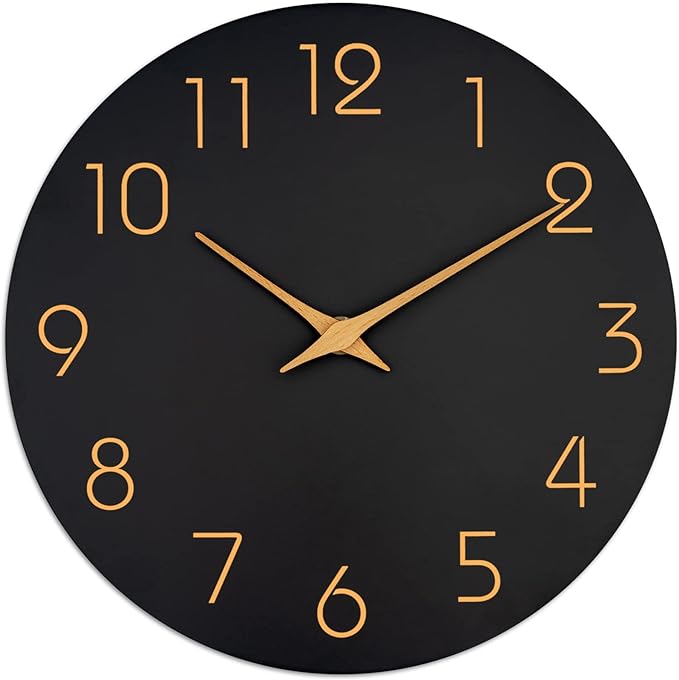 Mosewa Wall Clock 8 Inch Black Battery Operated Silent Non Ticking Simple by MOSEWAWALLCLOCK