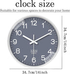 XNM Minimalist Wall Clocks Battery Operated 14 Inch Grey Wall Clock Decorative - Image 3