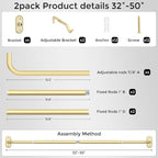 2 Pack Curtain Rods 32-46 Inch, 1 Inch Adjustable Heavy Duty Room Darkening - Image 7