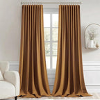 MIULEE Golden Brown Back Tab Blackout Curtains 108 Inch Long 2 Panels Set - Image 9