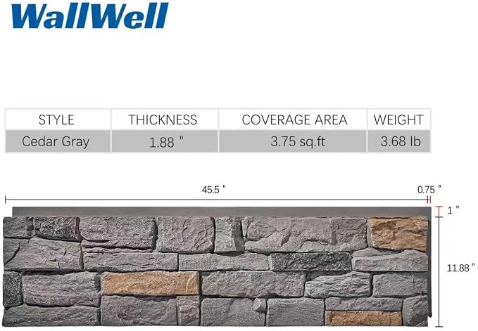 6-Pack Faux Stone Wall Panels PU Stone Veneer Siding, Mortarless 46.25x12.88 - Image 5
