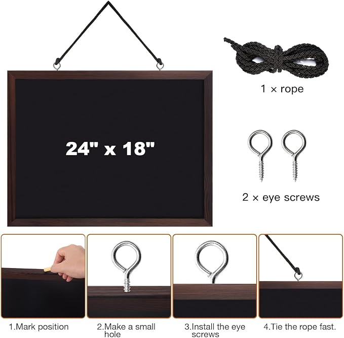 Comix Magnetic Chalkboard, 18 x 24 Inches Wooden-Framed Blackboard - Image 6