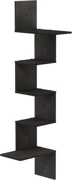 Furinno Rossi Wall Mounted Shelves, 5-Tier Rectangle, Espresso/Black - Image 4