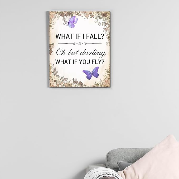 Inspirational Purple Butterfly Wall Art Decor, What If You Fly Motivational - Image 7