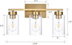 3-Light Bathroom Vanity Light, Modern Brushed Gold Wall Lights - Image 3