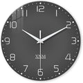 XNM Modern Glass Minimalist Wall Clocks Battery Operated 12 Inch Analog Dark by XNMwallclock