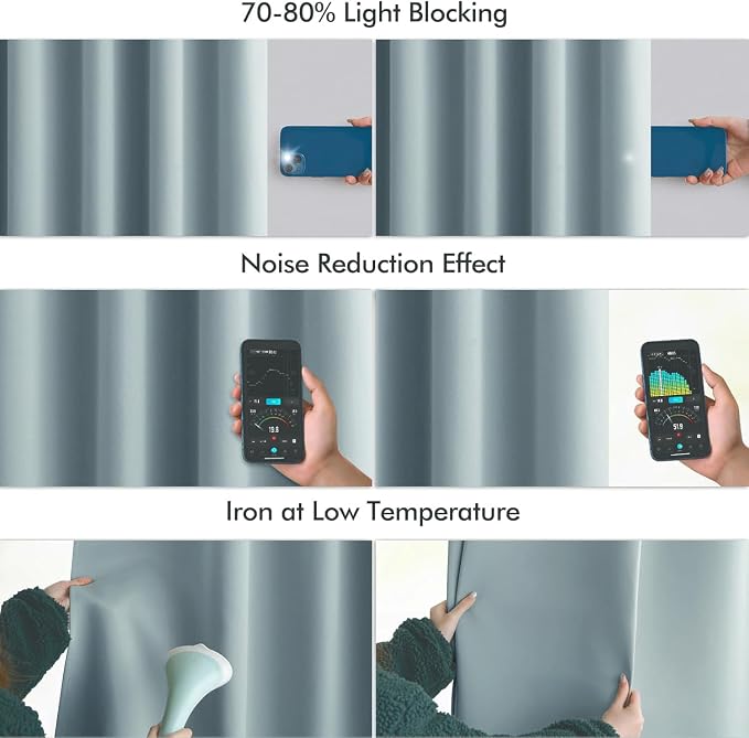 MIULEE Slate Blue Back Tab Blackout Curtains 63 Inch Length 2 Panels Set - Image 5
