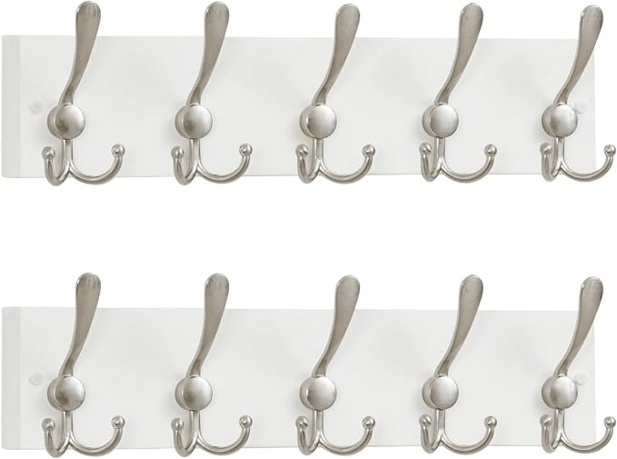 SKOLOO Creations White Solid Wood Wall Mounted Coat Rack, 5 Hooks, 16-7/8" Long by SKOLOO