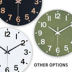 HZDHCLH Wall Clock 12 Inch Silent Non Ticking Wood Battery Operated Green - Image 4
