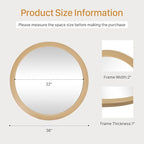 CULER Round Mirrors 36 Inch, Natural Vanity Wall Rustic Natural Mirror - Image 7