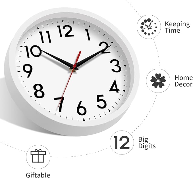 DAXSMY 12 Inch Wall Clock Battery Operated Silent Non Ticking Analog Modern - Image 8