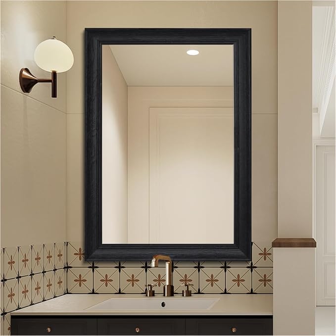 32" x 40" Rustic Wooden Framed Wall Mirror by nolsia