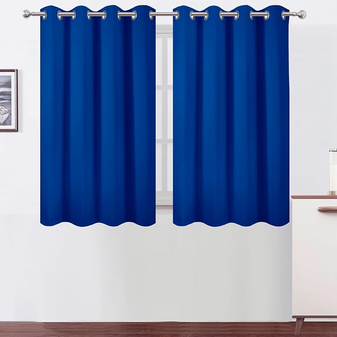LEMOMO Blackout Curtains 66 x 54 Inch Long Royal Blue Curtains Set of 2 Panels by Lemomo