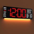 JALL 16" Large Digital Wall Mount Clock, Count Down Timer, Big LED, RGB Color by JALL