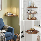 SUYU Set of 3 Floating Corner Shelves, 11.8" Rustic Wood Corner Shelf Wall - Image 5