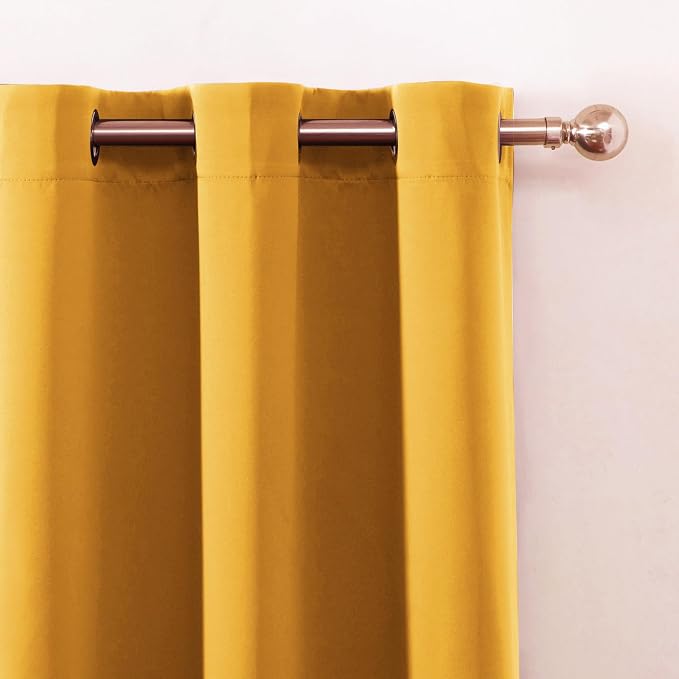 LEMOMO Blackout Curtains 66 x 72 Inch Long Yellow Curtains Set of 2 Panels Room - Image 6
