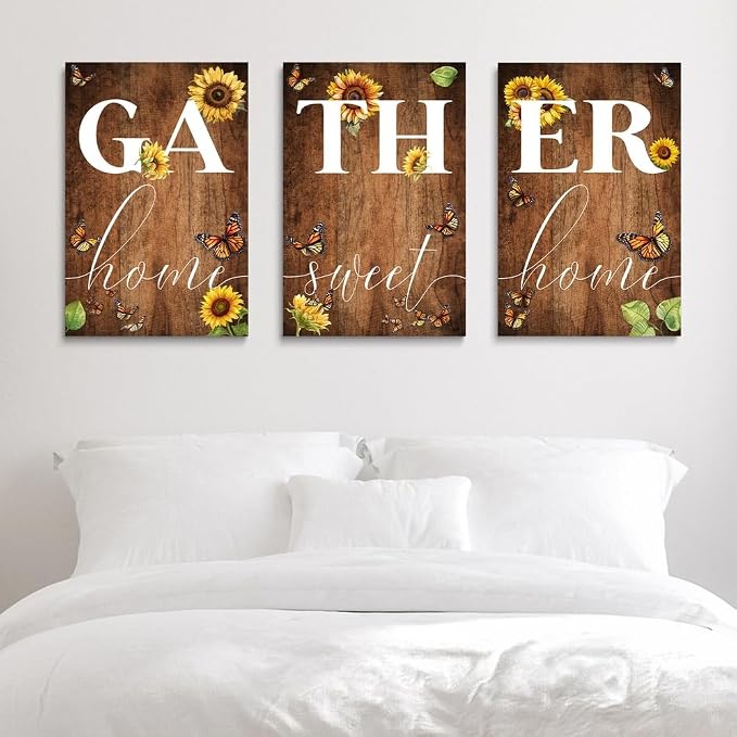 GUBIYU Farmhouse Dining Room Wall Art Gather Signs - Image 5