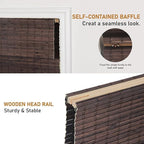 SEEYE Cordless Bamboo Roman Shades, Roll Up Blind Privacy Shade - Image 5